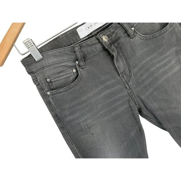IRO Paris "Night" Gray Mid Rise Skinny Jans Gray Distressed Size 26 ($310) - Picture 5 of 11